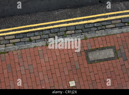 Pavement and double yellow lines. Stock Photo