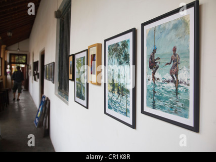 Paintings at Pedlar's Inn Gallery, Galle, Southern Province, Sri Lanka Stock Photo