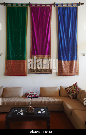 Lounge in Heritage Villa hotel, Galle, Southern Province, Sri Lanka Stock Photo
