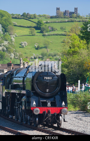 70013 Oliver Cromwell steam train at Matlock Riverside Station, Derbyshire, England, UK Stock Photo