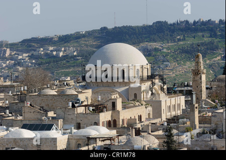 Oblique aerial photograph of the Sephardic Synagogues, Jewish Quarter, Old City of Jerusalem, Israel, Middle East Stock Photo