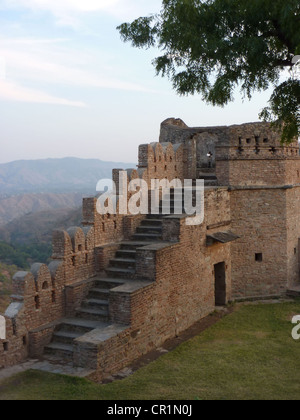 Citadel of Kumbhalgarh Fort in Rajasthan, India, Asia Stock Photo