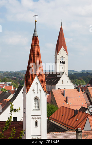 Monastery church, behind the parish church of St. Martin, Kaufbeuren, Ostallgaeu, Allgaeu, Swabia, Bavaria, Germany, Europe Stock Photo