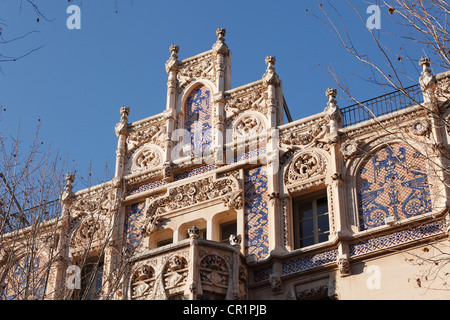 Art Nouveau facade of Gran Hotel, Plaza Weyler, Palma de Majorca, Majorca, Balearic Islands, Spain, Europe Stock Photo