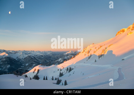 Aerial view of snowy landscape Stock Photo
