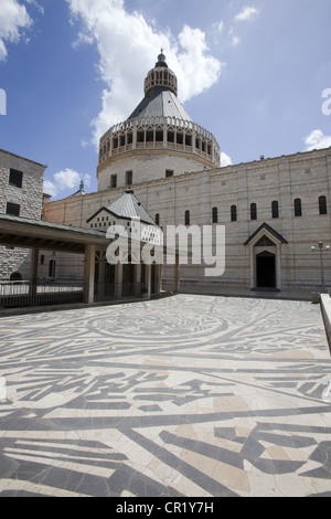 Courtyard and baptistery at the Church of the Annunciation in Nazareth, Israel Stock Photo