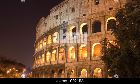 Colosseum in Rome lit up at night Stock Photo