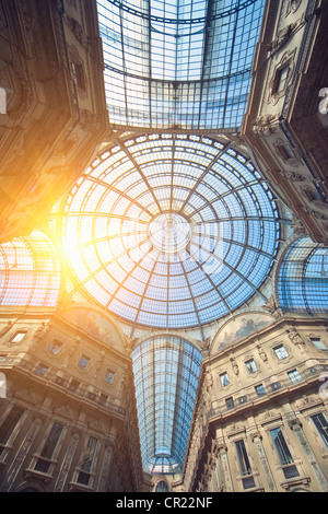 Sun shining through ornate glass ceiling