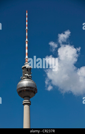 Air traffic control tower in blue sky Stock Photo
