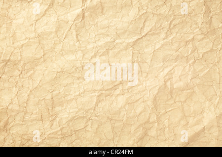 Old yellowed crumpled paper with stains. Sheet of vintage notebook ...