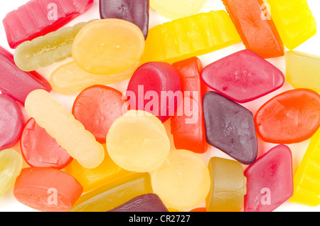 Close-up of a background of chewy wine gum sweet confectionery - studio shot Stock Photo