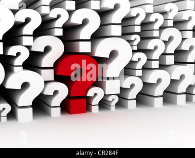 Single red question mark standing out Stock Photo
