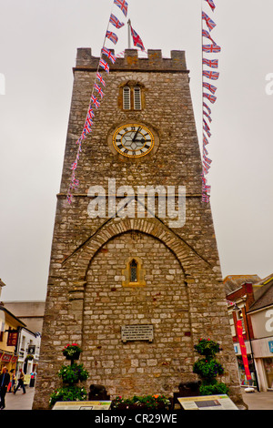 St Leonards clock tower, Newton Abbot, Devon, UK. Stock Photo