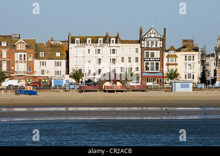 Weymouth beach and seafront including 'The Boat' cafeteria. Stock Photo