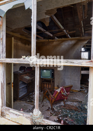 Looking Through Window of Abandoned House on Scalpay, Scotland Stock Photo