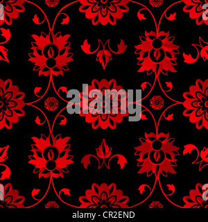 Red floral background, seamless pattern Stock Photo