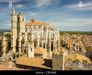 The Saint-Just-et-Saint-Pasteur Cathedral in Narbonne, France was built between 1272 and 1332. Stock Photo