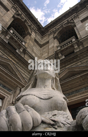 The Sphinx statue outside the Hungarian State Opera House (Hungarian: Magyar Állami Operaház) is a neo-Renaissance opera house. Stock Photo