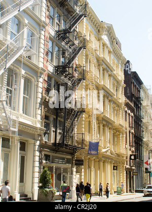 Building Facades in SoHo Cast Iron Historic District, NYC Stock Photo