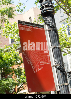 Historical Sign, Greenwich Village, NYC Stock Photo