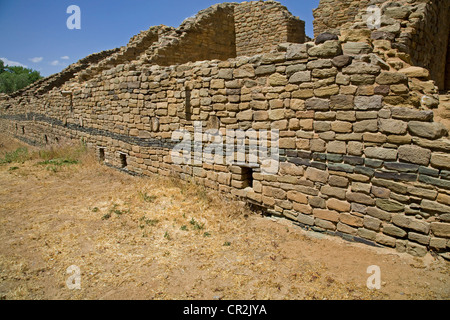 The mysterious green stripe on the west wall of Aztec National Monument anasazi ruins in New Mexico Stock Photo