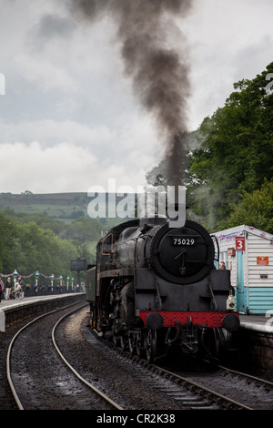 Steam train at Grosmont Station, north Yorkshire, As seen from the main road. Stock Photo