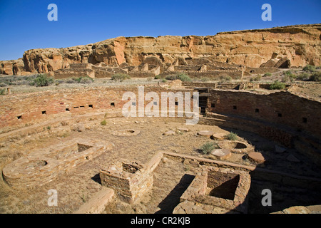 Great Kiva at Chetro Ketl ruins sunrise Chaco Culture National