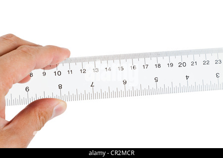 Plastic transparent Ruler with white background Stock Photo