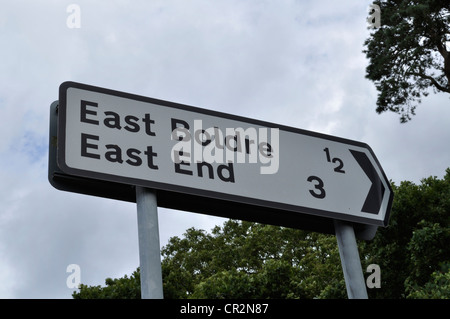 Direction sign at Hatchet pond, near Beaulieu, Hampshire, in the New Forest. Stock Photo