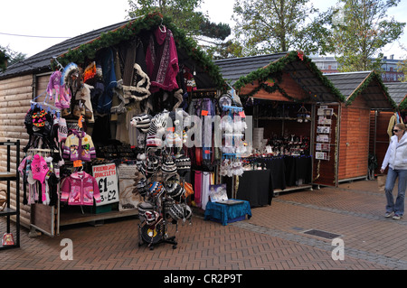Stalls at the Christmas Market in Bournemouth Town Centre, 2011. Stock Photo