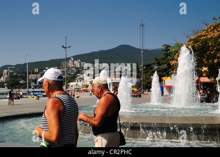 Yalta fountain on promenade, Crimea, Ukraine Stock Photo