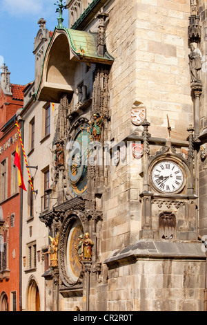 czech republic prague - the old town hall with astronomical clock Stock Photo