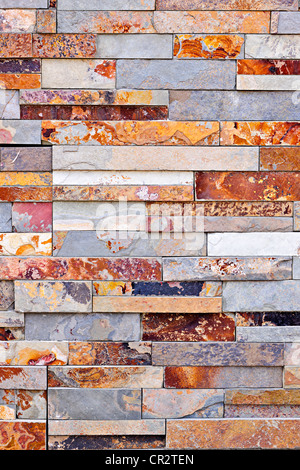 Background of natural slate stone veneer wall Stock Photo