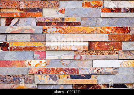 Background of natural slate stone veneer wall Stock Photo