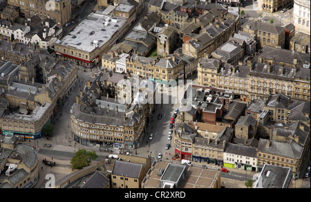 aerial view of the Halifax town centre skyline, West Yorkshire, UK ...