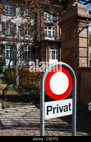No entry sign in front of a town house in Basel, Switzerland, Europe Stock Photo