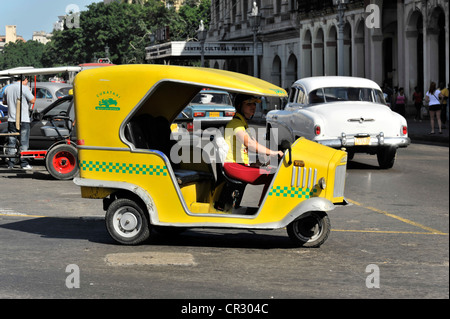 Cubataxi in the centre of Havana, Centro Habana, Cuba, Greater Antilles, Caribbean, Central America, America Stock Photo