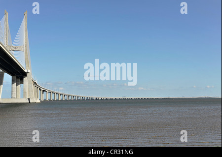 Vasco da Gama Bridge, Ponte Vasco da Gama, start of construction in 1995, 17.2 km, Lisbon, Portugal, Europe Stock Photo