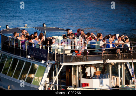 France, Paris, the Seine river, a riverboat Stock Photo