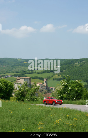 Vintage sports car, car race Mille Miglia or 1000 Miglia, Monte Cerignone, Pesaro, Urbino, Italy, Europe Stock Photo