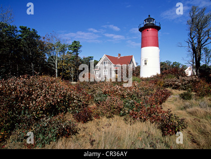 United States, Massachusetts, Cape Cod, Nauset Light Beach, lighthouse Stock Photo