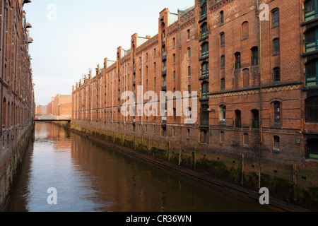 Kehrwiederfleet canal in the Speicherstadt historic warehouse district, Hamburg, Germany, Europe Stock Photo