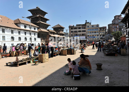 Durbar Square with many temples, pagodas and the ancient royal palace of Patan, Kathmandu, Nepal, Asia Stock Photo