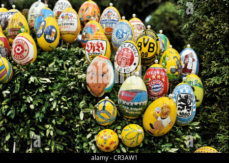 Easter eggs on an easter fountain, Schechingen, Baden-Wuerttemberg, Germany, Europe Stock Photo