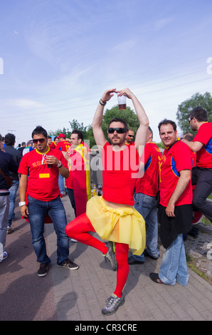 GDANSK,POLAND-JUN 12: italian fans light a benagala in the city of gdnask the evening before italy spain match of Eurocup 2012 the 12th  june 2012 in Gdansk,Poland Stock Photo