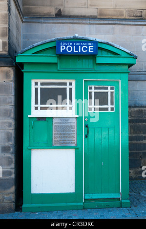 The last remaining Police Box in Sheffield, next to the Town Hall. Stock Photo