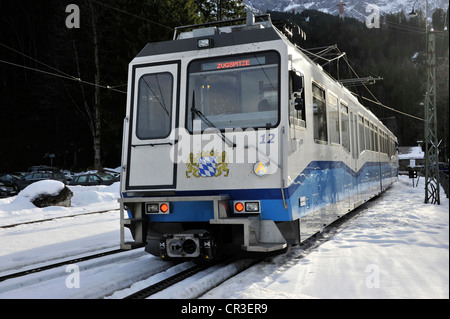 Bayerische Zugspitzbahn Bavarian railway on Mt. Zugspitze, cog railway, at Garmisch-Partenkirchen, Bavaria, Germany, Europe Stock Photo