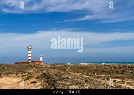 Lighthouse, Faro de Toston in El Cotillo on the north western tip of Fuerteventura, Canary Islands, Spain, Europe Stock Photo