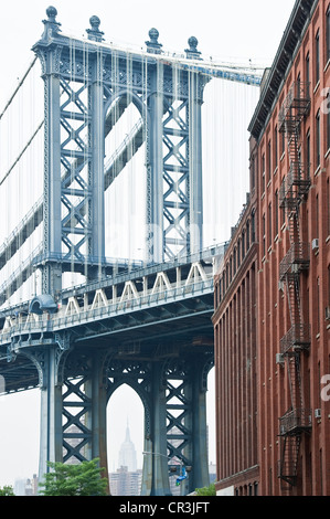 Manhattan Bridge, Brooklyn Heights, Brooklyn, New York, USA Stock Photo