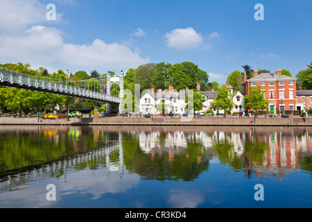 Queen's Park suspension bridge over the River Dee Chester Cheshire England UK GB EU Europe Stock Photo